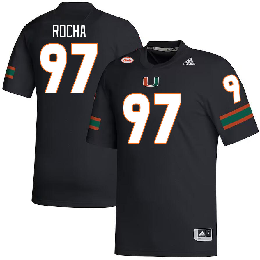 Men #97 Will Rocha Miami Hurricanes College Football Jerseys Stitched-Black